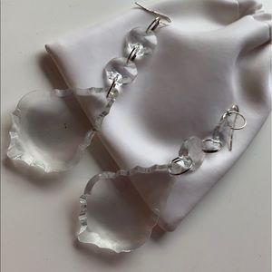 Clear Drop Dangly Handmade Statement Earrings